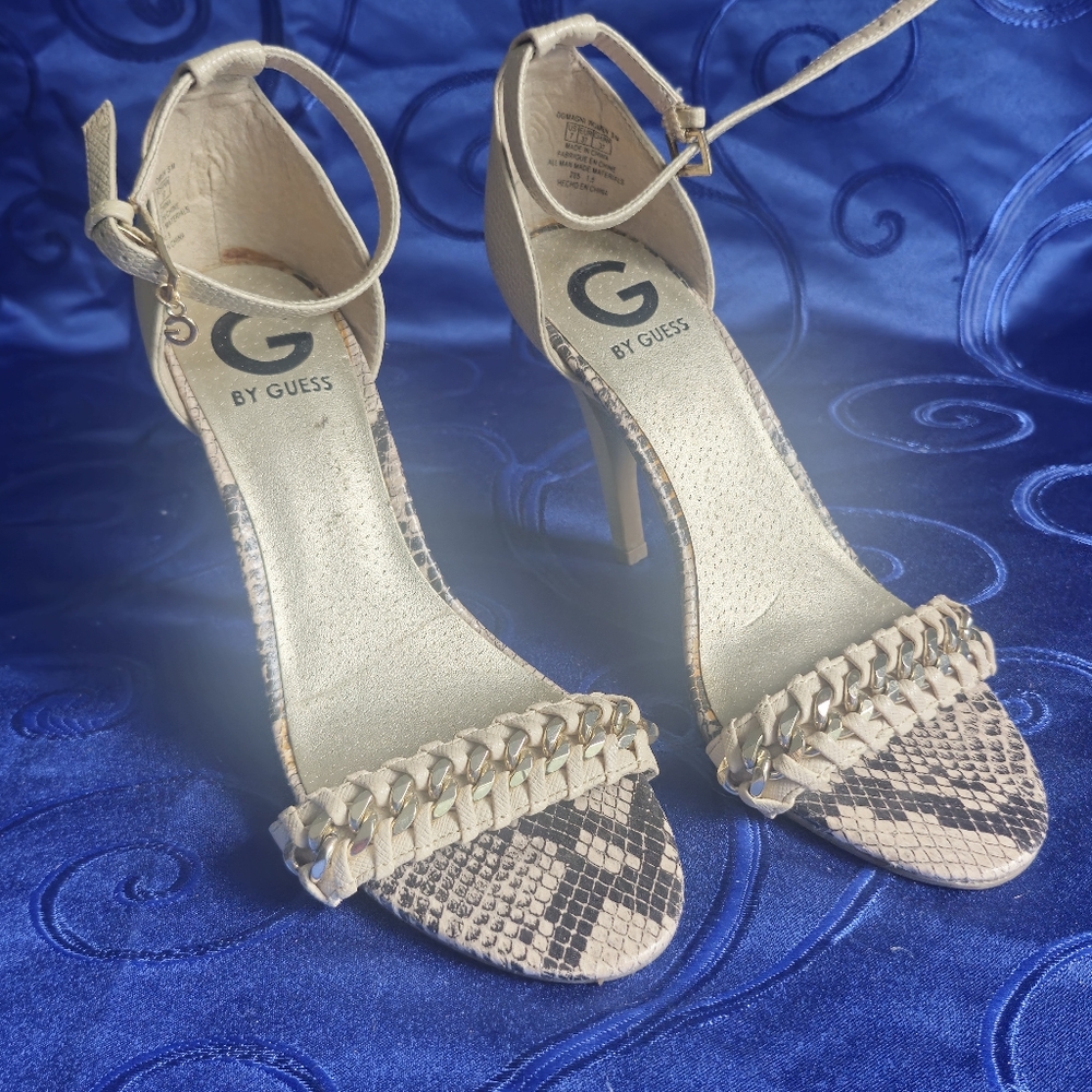 G by Guess Cream and Brown Heels with Elegant Design